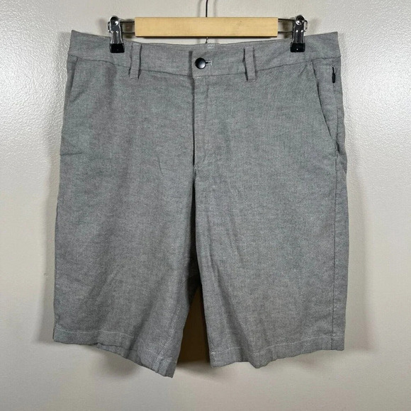 Lululemon Commission Short Mens Size 33 Relaxed Qwick Oxford 11" Gray Flat Front - Picture 1 of 9
